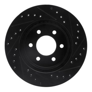 Dodge Durango Brake Rotor (1) - Front Left - R1 Concepts - Drilled & Slotted - Black - `97-`02